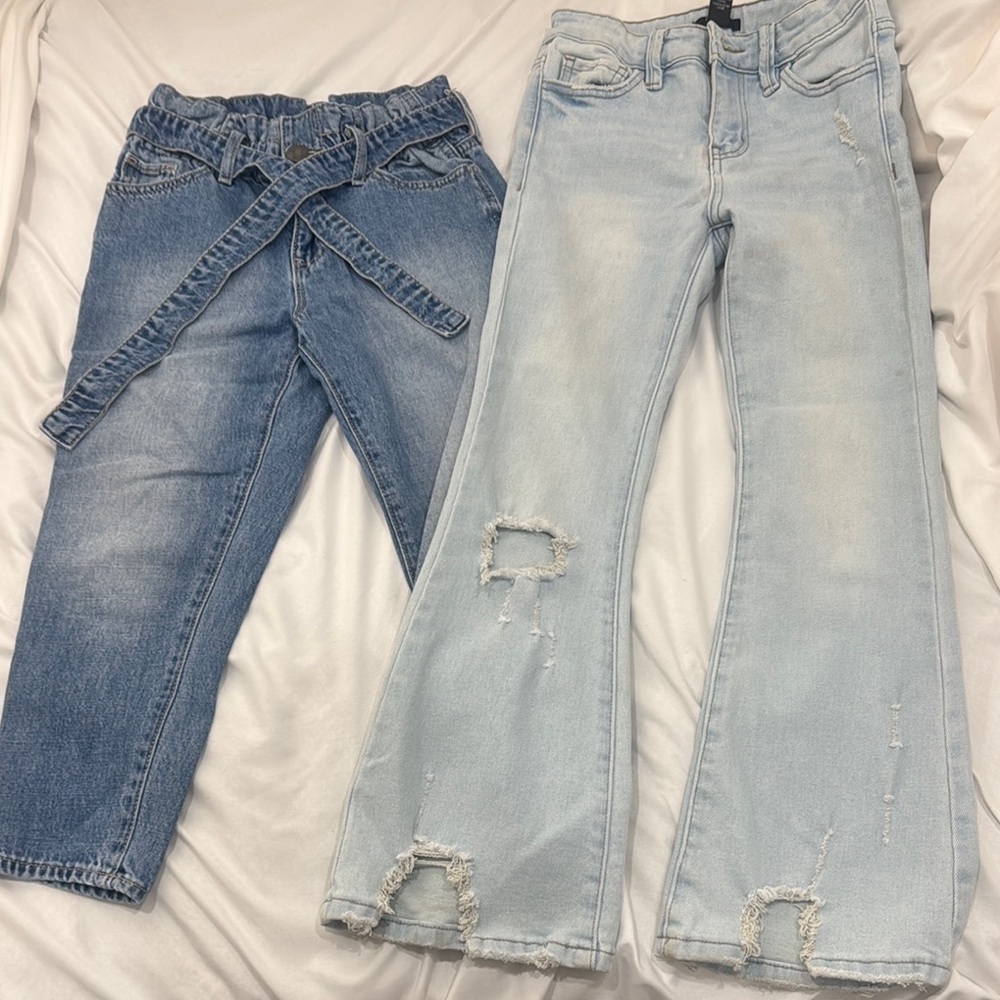 GAP Girls Blue jeans bundle of 2 Flare distressed and mons jeans size 7-8 - Picture 2 of 5